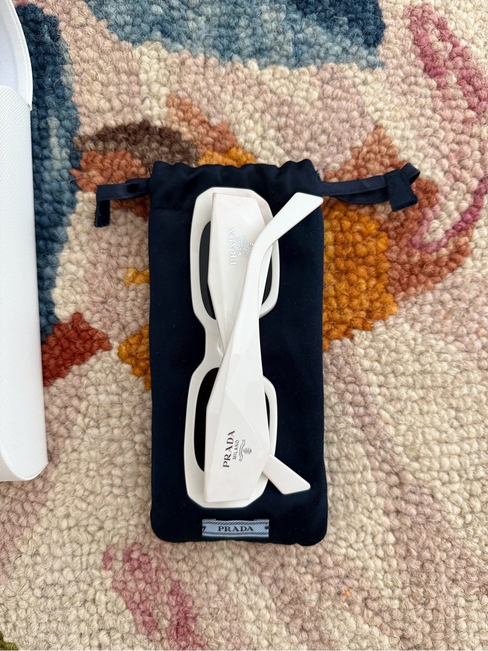 Prada White Symbole Sunglasses with Black Pouch and case